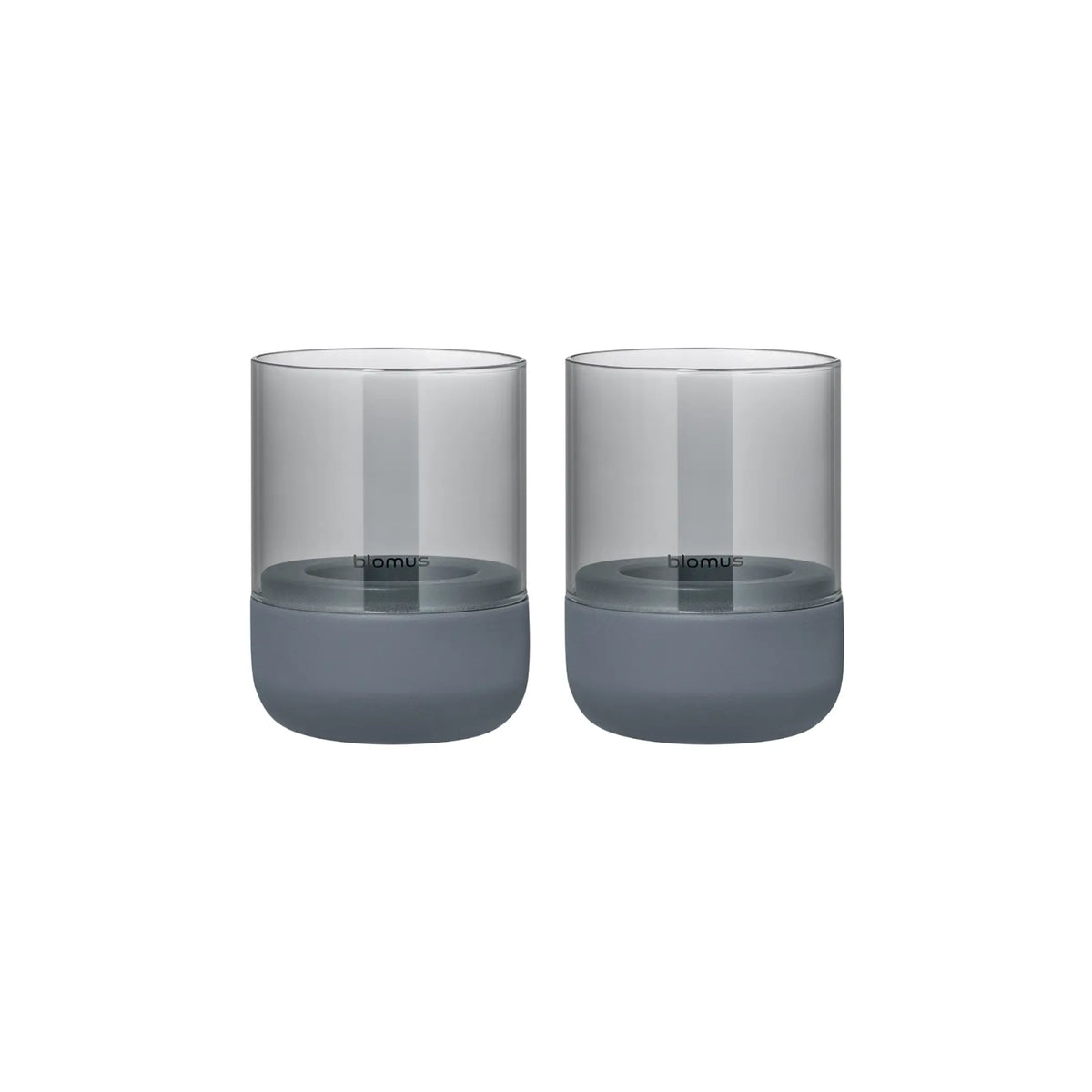 blomus Calma Ljuslykta 2-pack 9,5 cm, Stålgrå/Smoke
