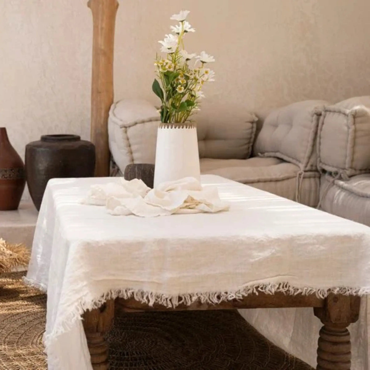 Bazar Bizar The Linen Bordsduk 150x250 cm, Vit