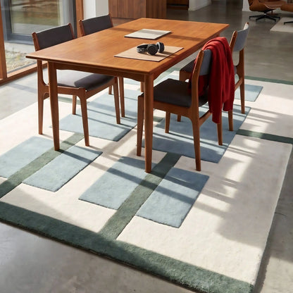 Deco Nord Aura Ullmatta 200x300 cm, Ivory/blue/green