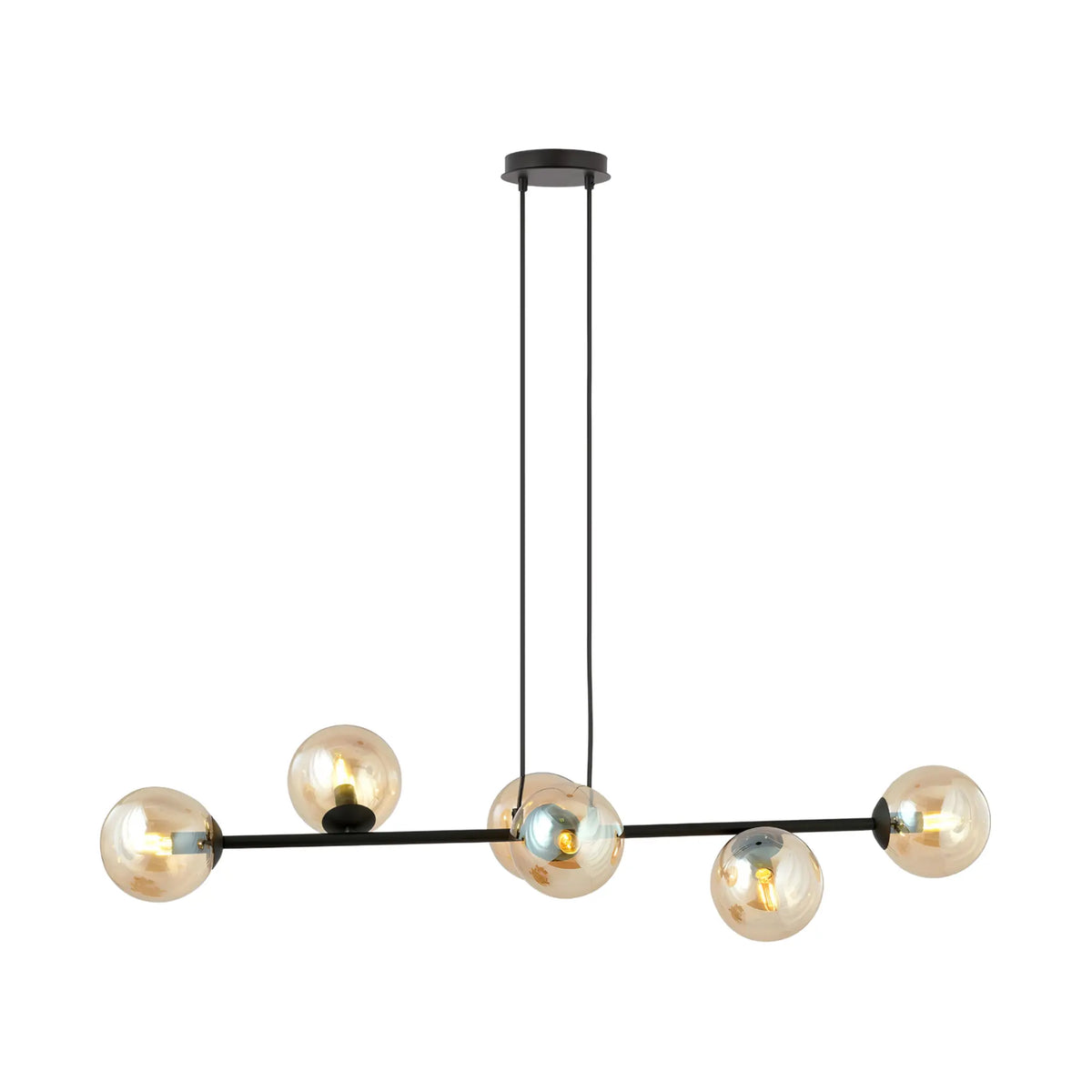 Emibig Rossi Pendellampa 6-ljus 110x30 cm, Svart/Gul