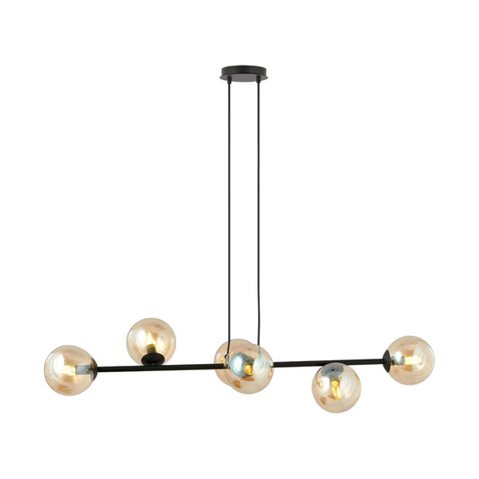 Emibig Rossi Pendellampa 6-ljus 110x30 cm, Svart/Gul