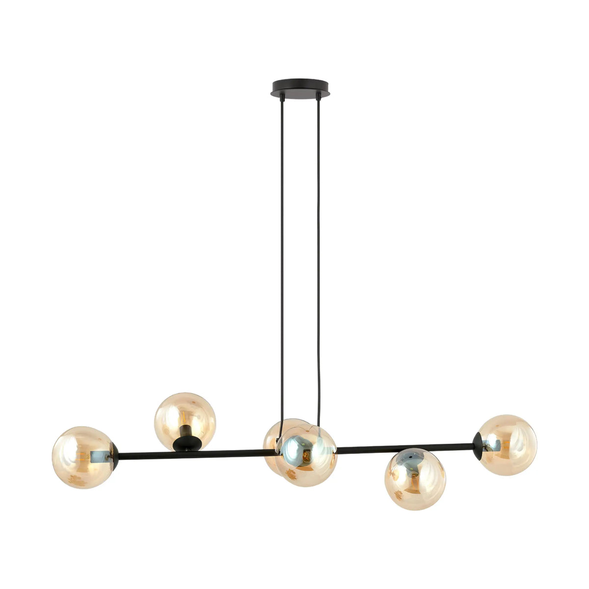 Emibig Rossi Pendellampa 6-ljus 110x30 cm, Svart/Gul