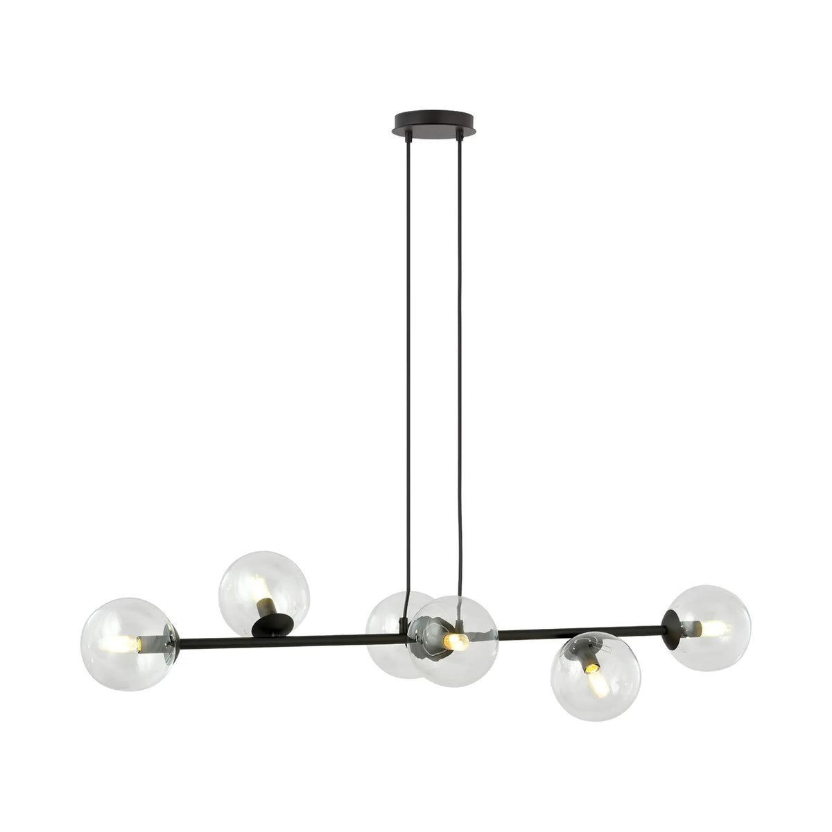 Emibig Rossi Pendellampa 6-ljus 110x30 cm, Svart/Klar