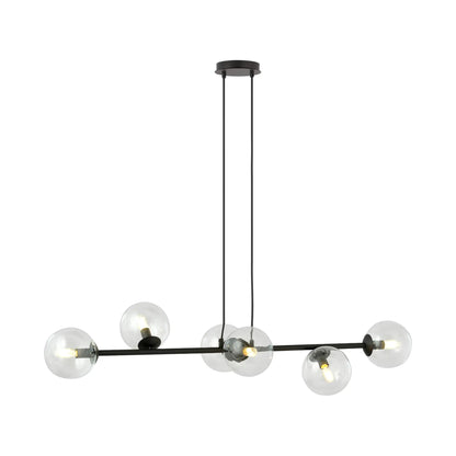 Emibig Rossi Pendellampa 6-ljus 110x30 cm, Svart/Klar
