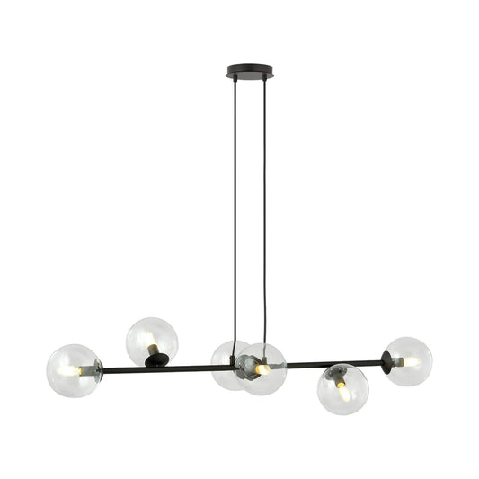 Emibig Rossi Pendellampa 6-ljus 110x30 cm, Svart/Klar