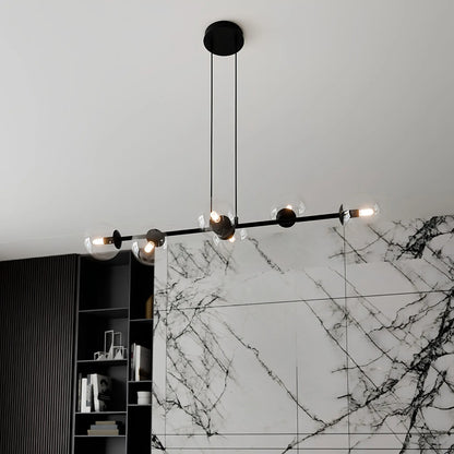 Emibig Rossi Pendellampa 6-ljus 110x30 cm, Svart/Klar