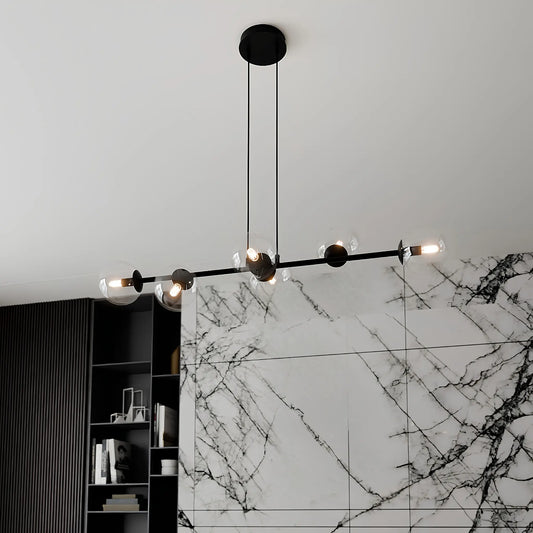 Emibig Rossi Pendellampa 6-ljus 110x30 cm, Svart/Klar