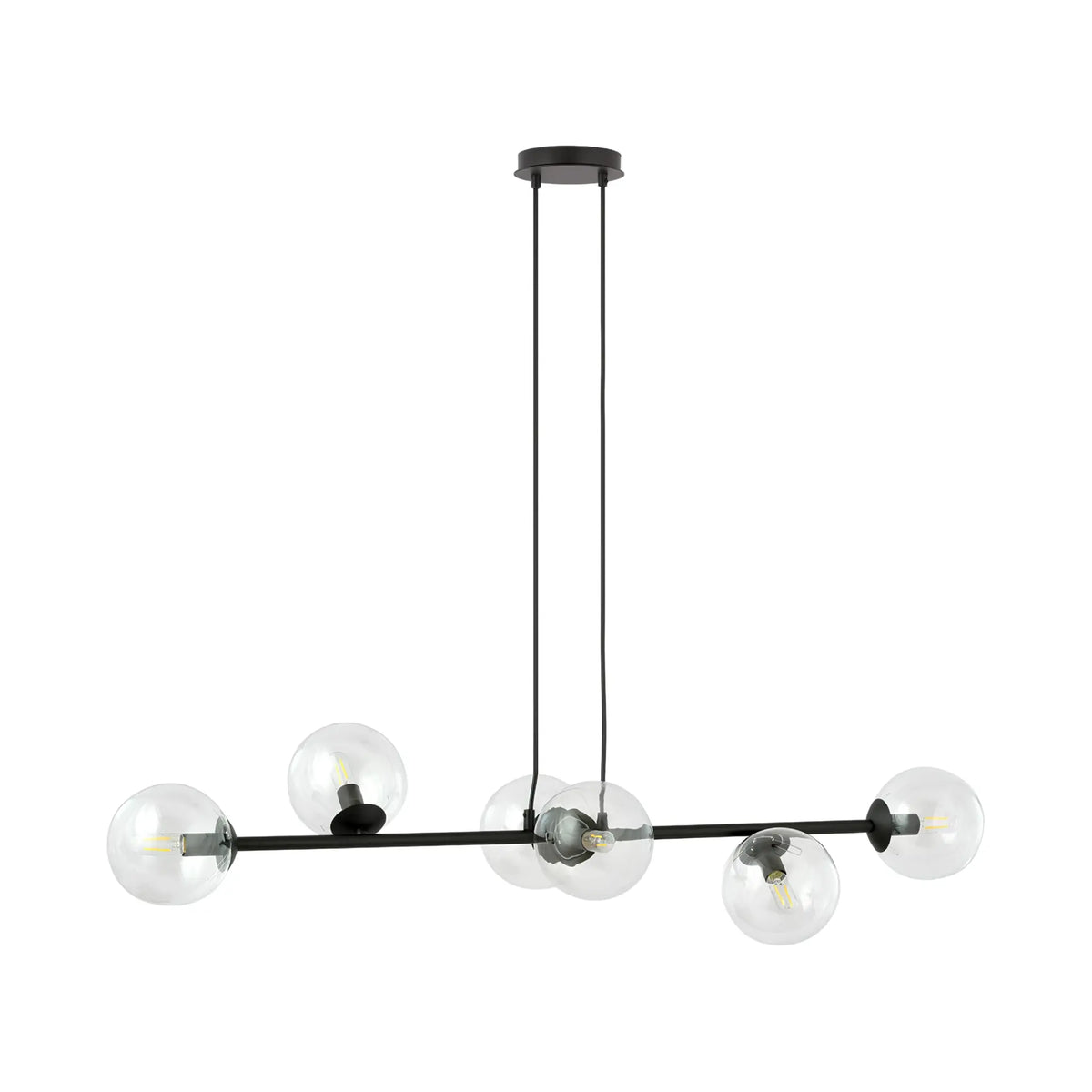 Emibig Rossi Pendellampa 6-ljus 110x30 cm, Svart/Klar