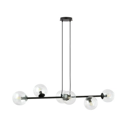 Emibig Rossi Pendellampa 6-ljus 110x30 cm, Svart/Klar