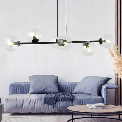 Emibig Rossi Pendellampa 6-ljus 110x30 cm, Svart/Klar