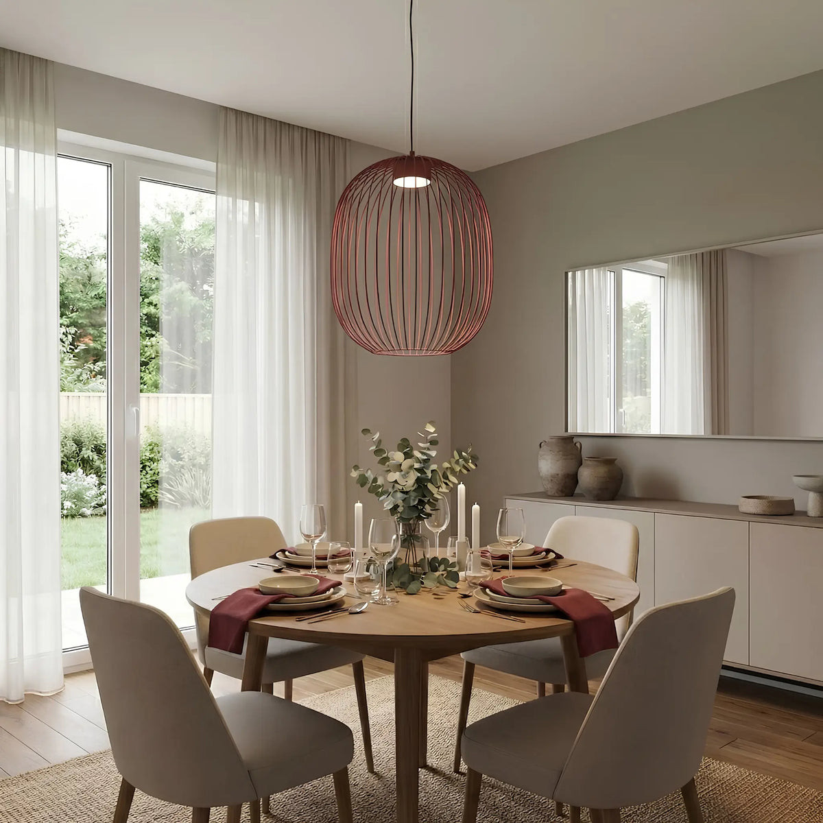 Emibig Mantra Pendellampa Ø33 cm, Vinröd
