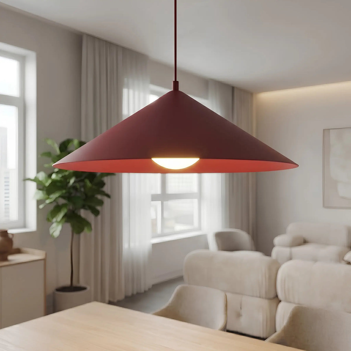 Emibig Mono Pendellampa Ø50 cm, Vinröd