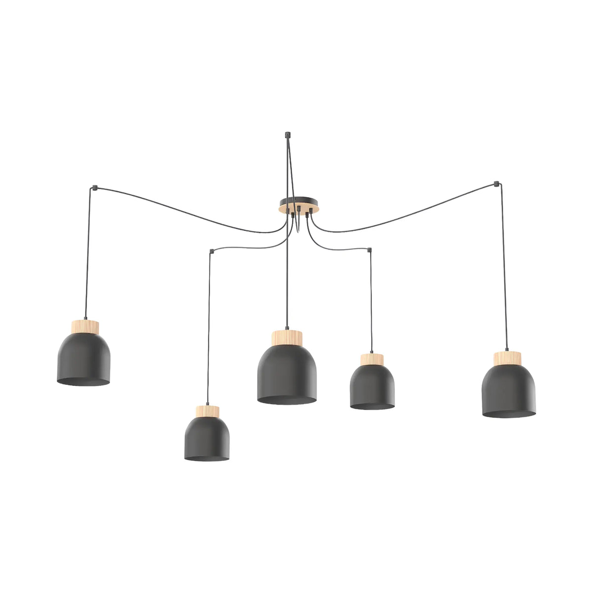 Emibig Kru Pendellampa 5-ljus, Svart