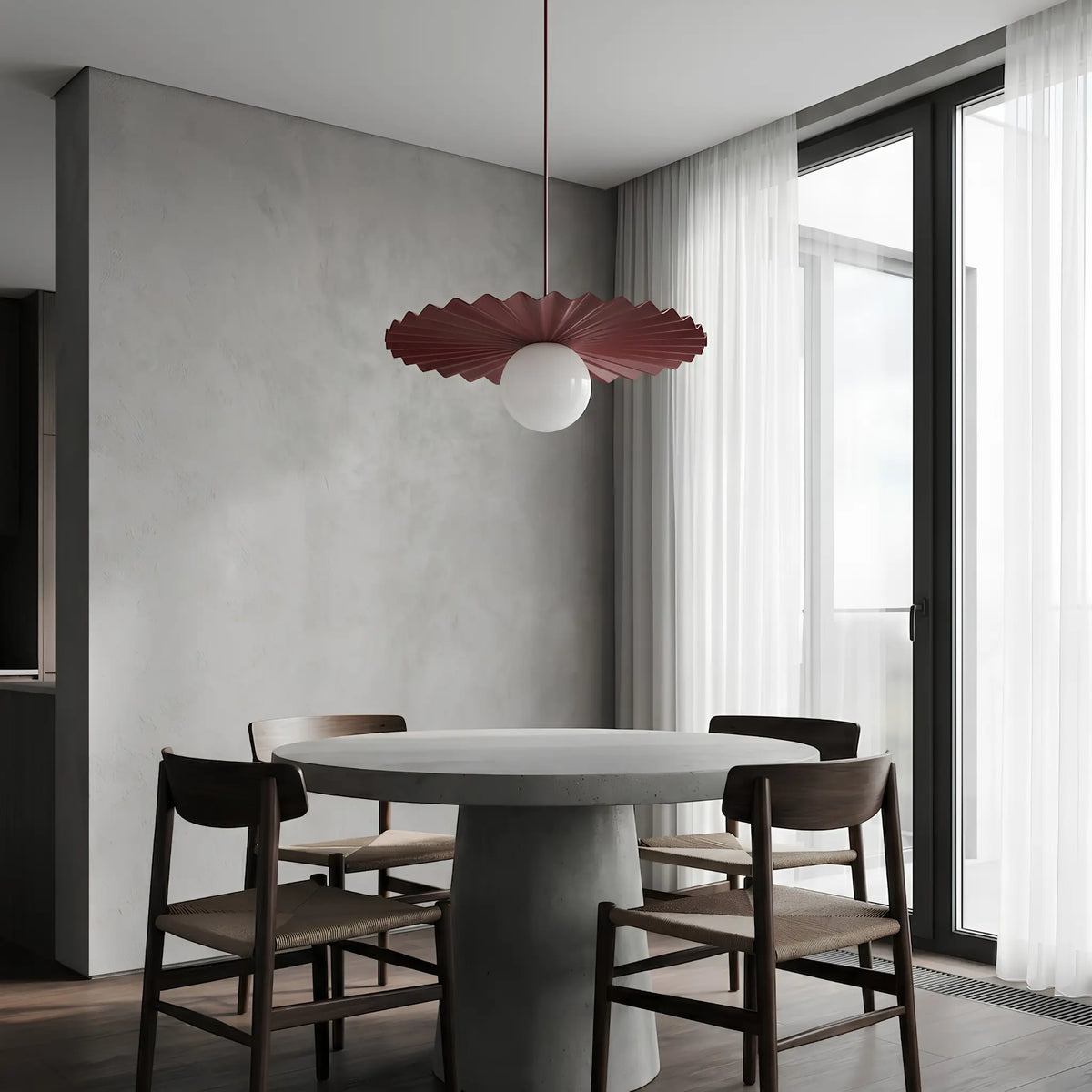 Emibig Umbra Pendellampa Ø35 cm, Vinröd