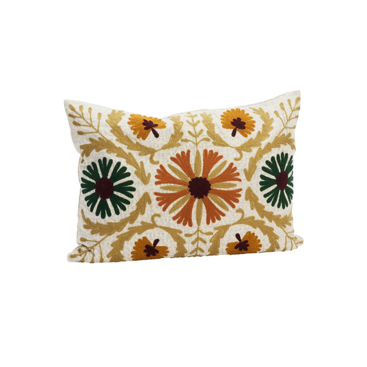 Madam Stoltz Suzani Kuddfodral Broderat 2-Pack 50x70 cm, Senapsgul/Orange/Grön/Merlot