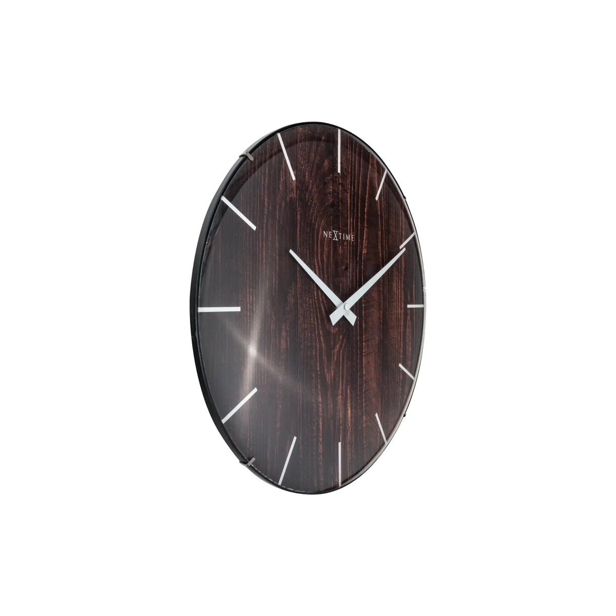 NeXtime Edge Wood Dome Väggklocka 35 cm Mörk, Brun