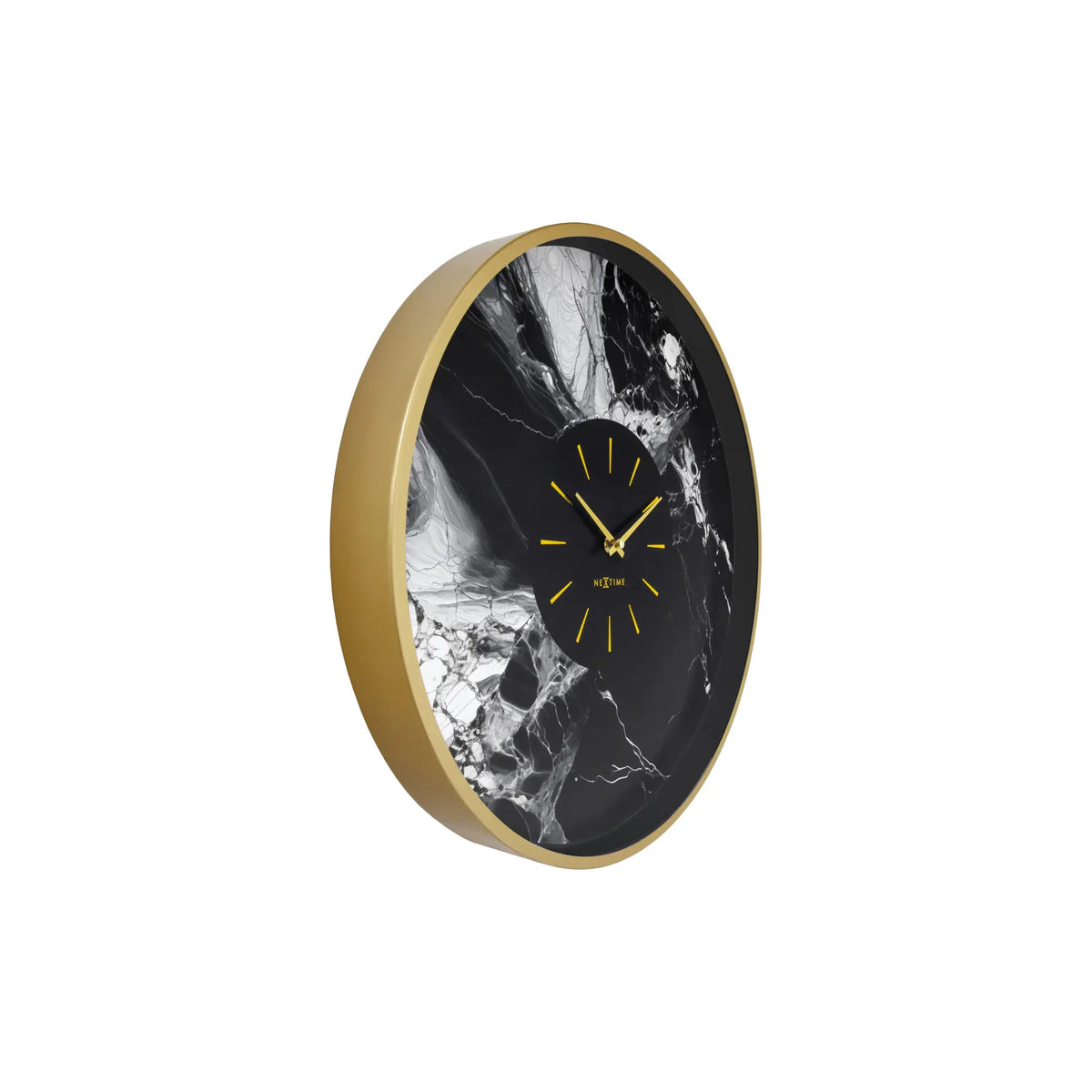 NeXtime Marble Duo Väggklocka 48 cm, Guld/Svart