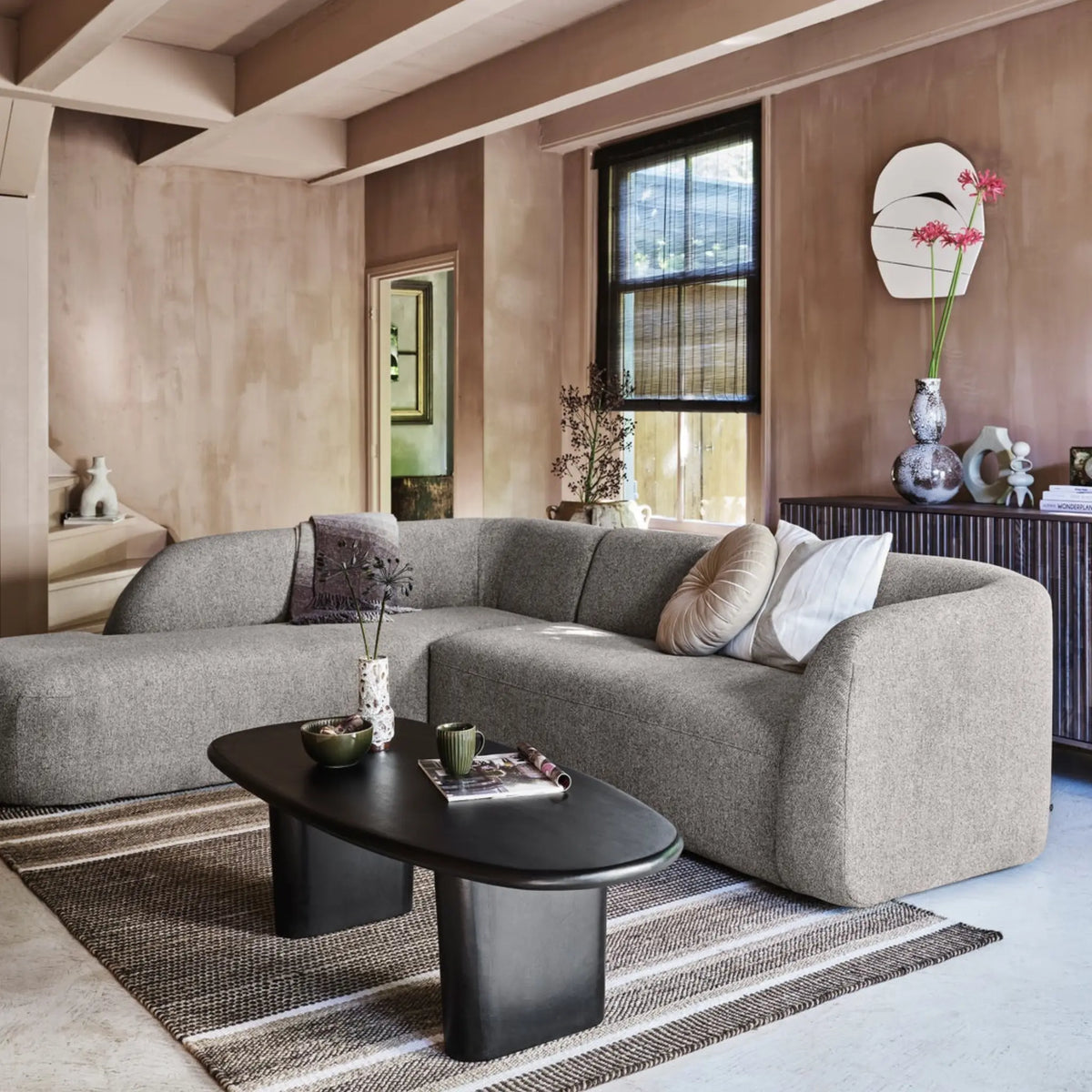 WOOOD Sloping Hörnsoffa Vänster, Grey Melange