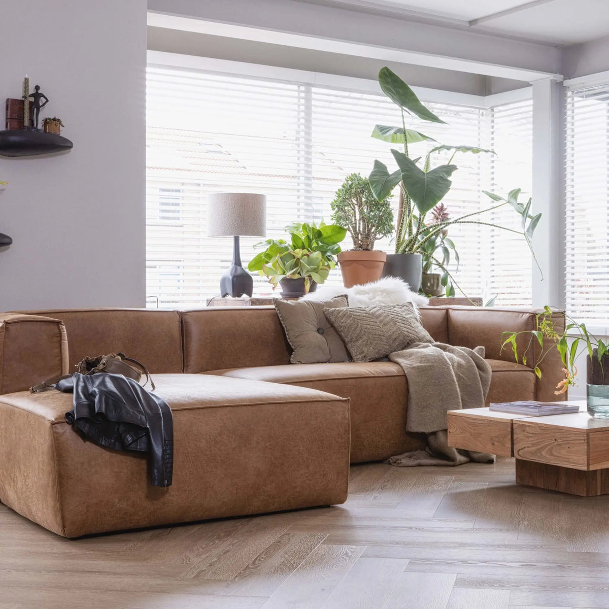 WOOOD Bean Hörnsoffa Vänster Eco Läder, Cognac