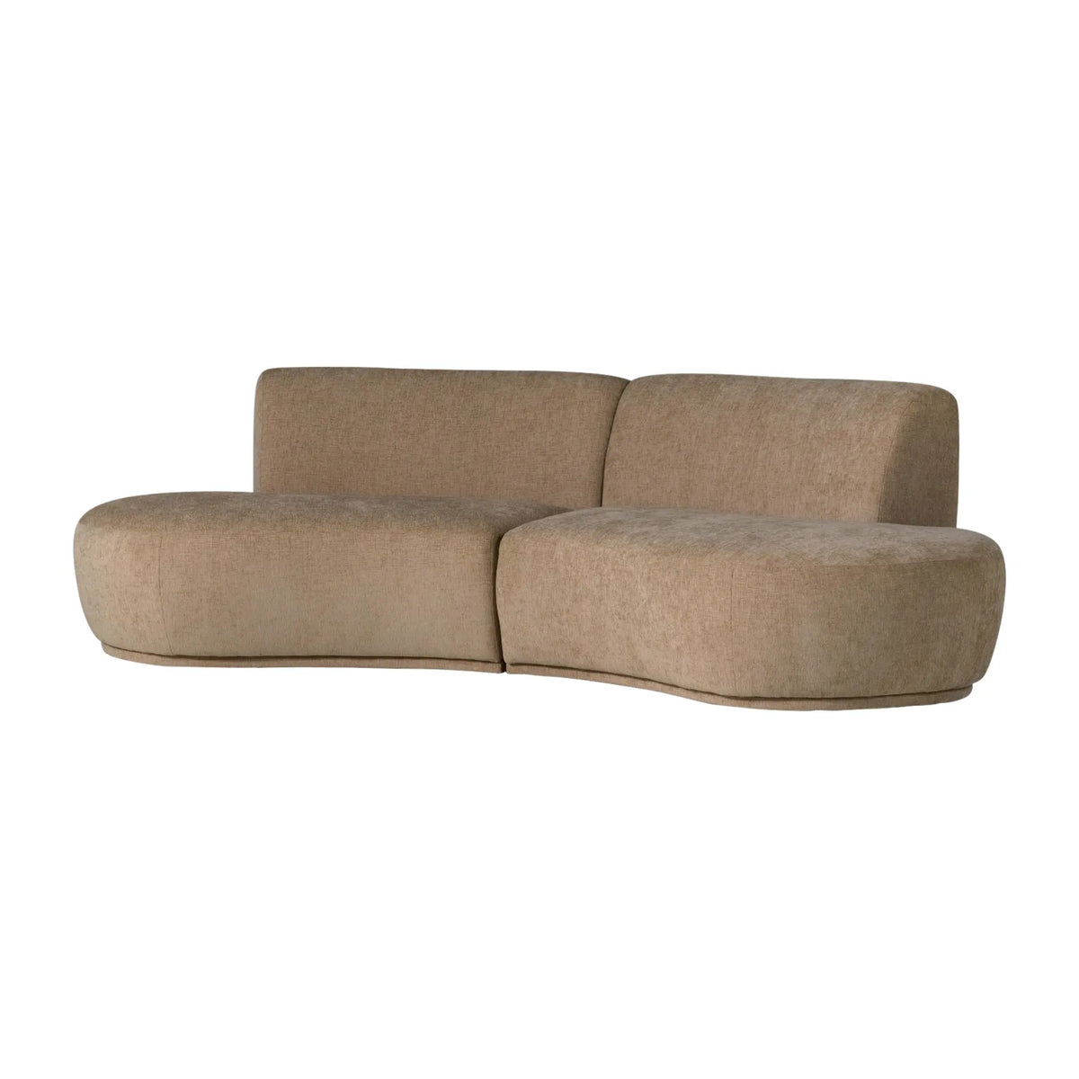 WOOOD Batavier Halvrund Soffa 4-Sits Sammet, Light Brown Melange
