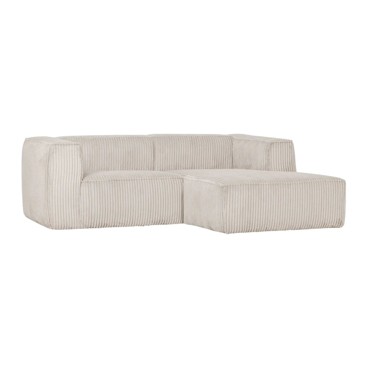 WOOOD Bean Schäslongsoffa Höger Ribbat Tyg, Natural