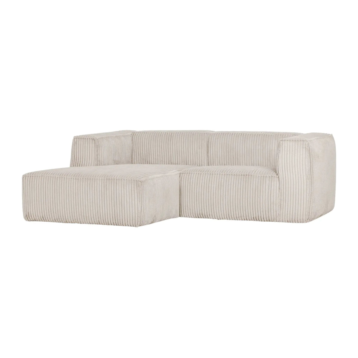 WOOOD Bean Schäslongsoffa Vänster Ribbat Tyg, Natural