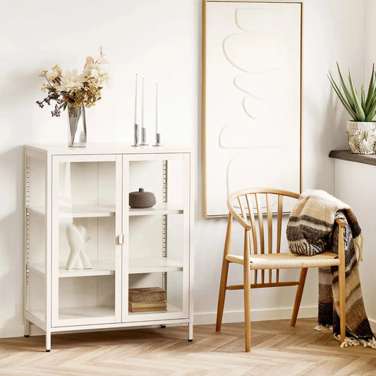 House Nordic Brisbane Vitrinskåp 80x40x101 cm, Offwhite