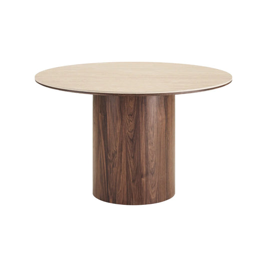 House Nordic Delphi Matbord Ø120 cm, Travertin/Mörkbrun