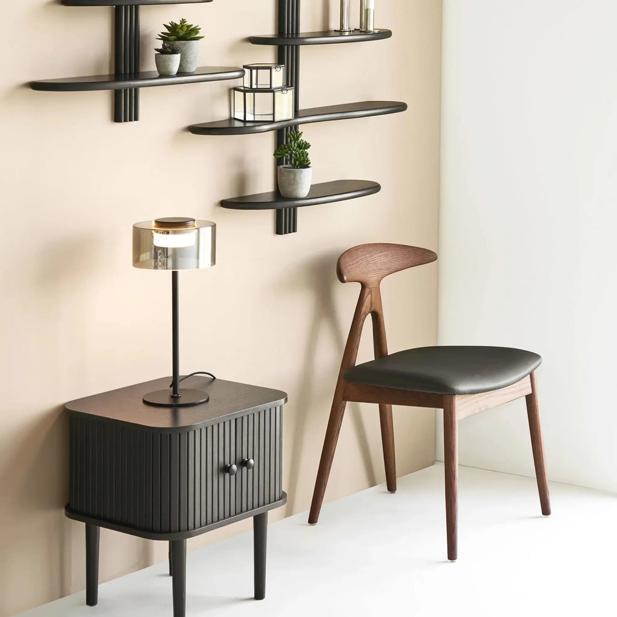 House Nordic Lanuza Matstol 2-Pack, Mörkbrun/Svart
