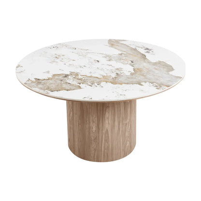 House Nordic Athens Matbord Ø140 cm, Vit/Brun