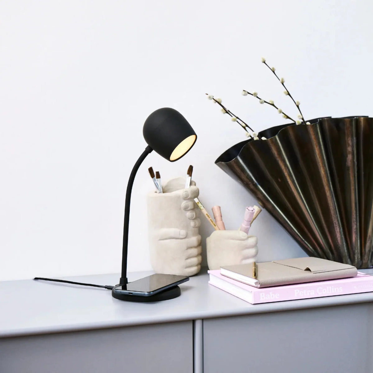 Kreafunk Ellie Led-lampa/Högtalare/Qi, Svart