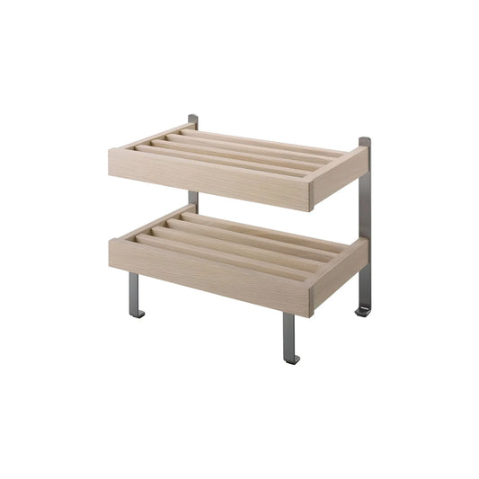 Oscarssons Möbel Nadja Skohylla II 50 cm Golv, Vitoljad Ek/Slipat stål