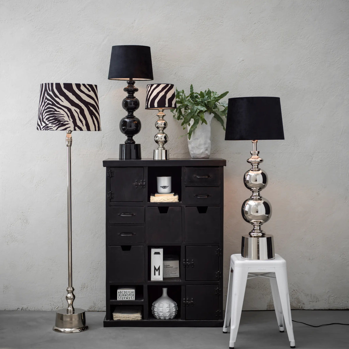 PR Home Grace Lampfot 74cm, Chrome