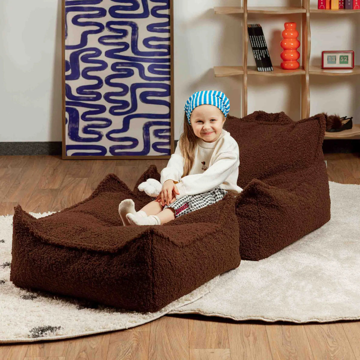 Wigiwama Saccosäck & Sittpuff Set, Warm Hazel